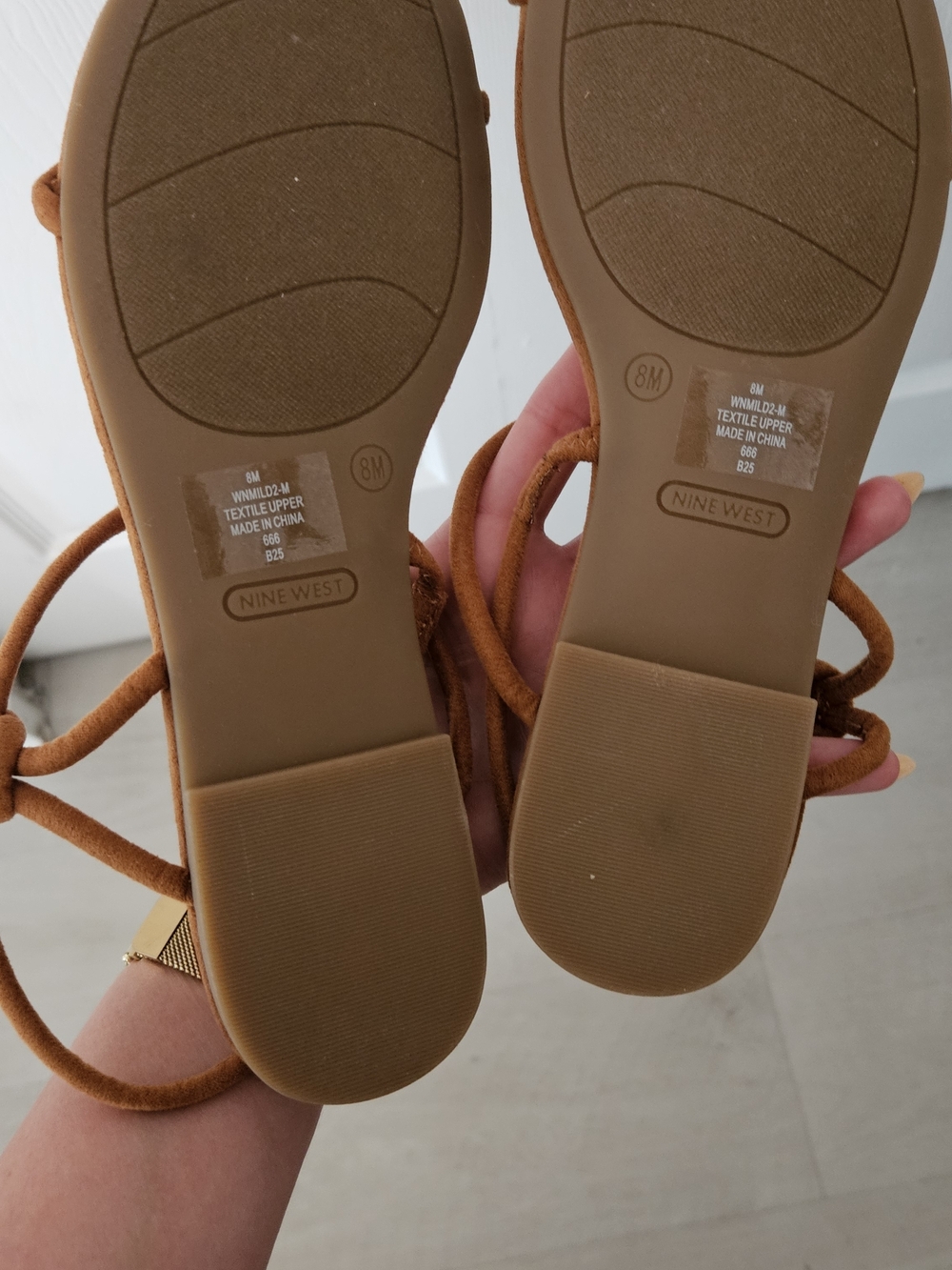 Nine West Cognac Strappy Flat Sandal - Picture 5 of 6